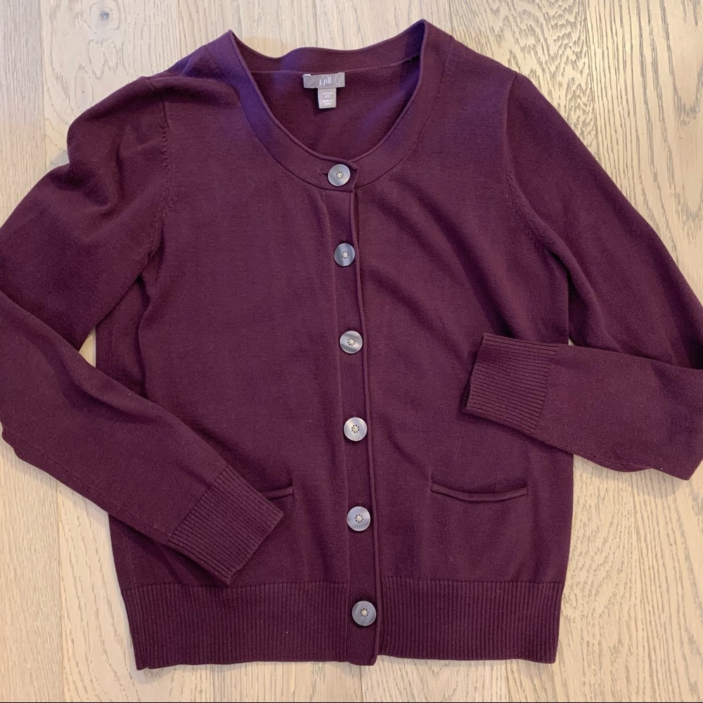 Like new dark purple stretch button up cardigan